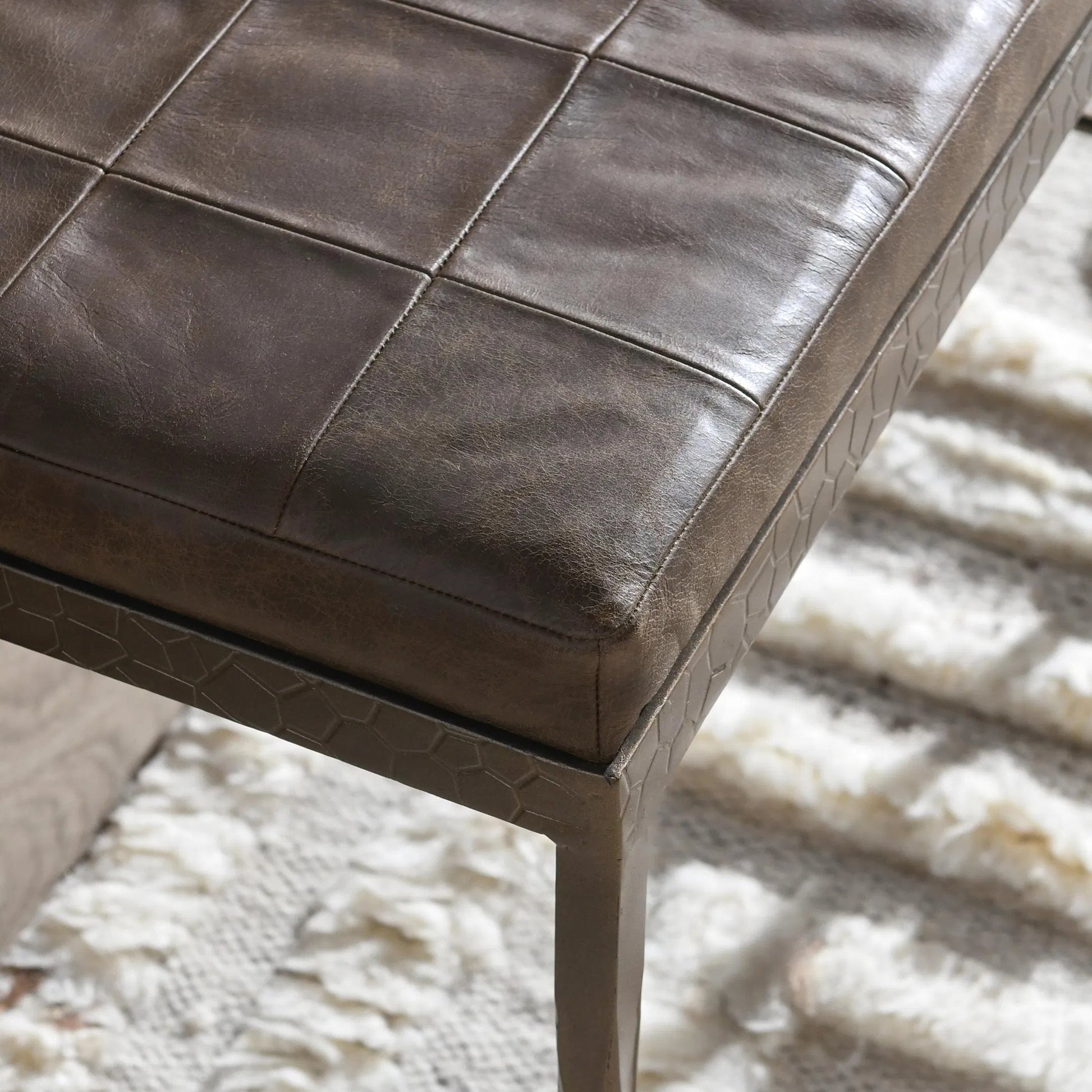 Malo 28" Top Grain Leather Ottoman Bench by Classic Home. Made from unique in a traditional style.