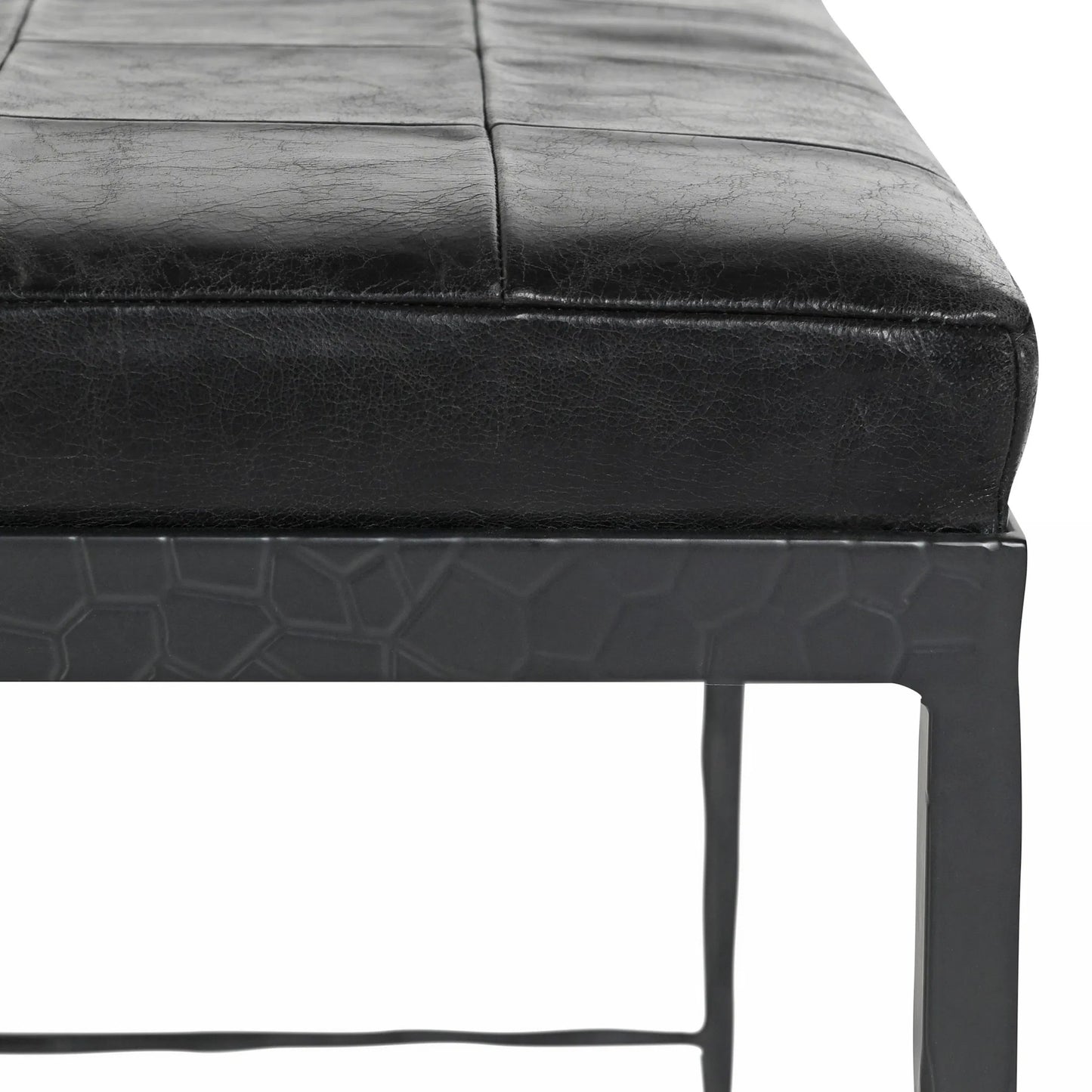 015 SI-2238882 | Closeup | Malo 28" Top Grain Leather Ottoman Bench by Classic Home. Made from unique in a traditional style.