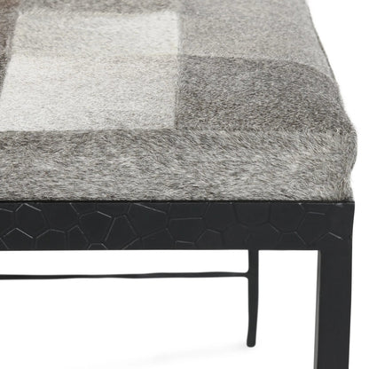 Achen Hair on Hide Bench by Classic Home. Made from hair on hide, iron in a transitional style.