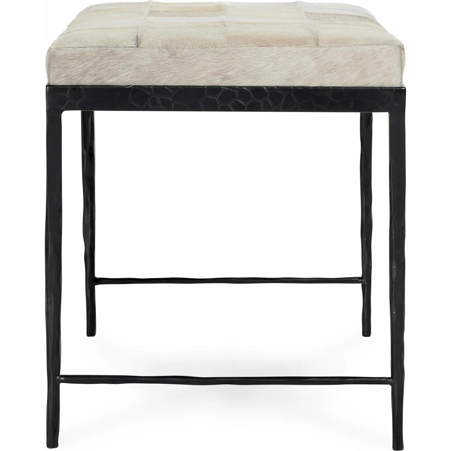 005 SI-2238885 | Additional Silo | Achen Leather Hide Ottoman Bench by Classic Home. Made from hair on hide, iron in a transitional style.