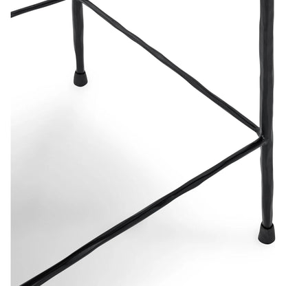 Bose Hide Leather Counter Stool by Classic Home. Made from embossed hammered iron, hair on hide in a modern style.