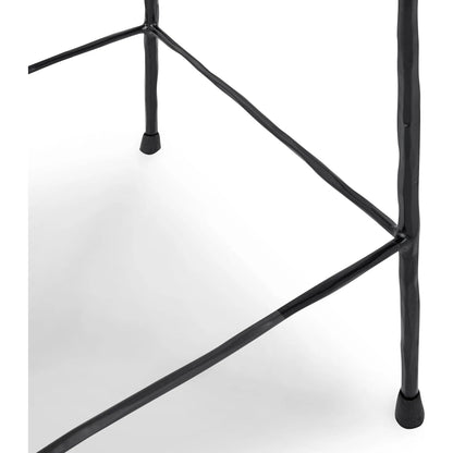 Bose Hide Leather Counter Stool by Classic Home. Made from embossed hammered iron, hair on hide in a modern style.