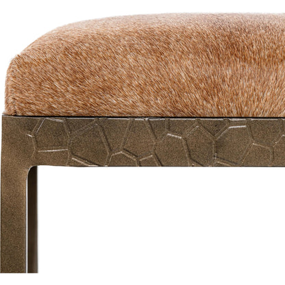 Bose Hide Leather Counter Stool by Classic Home. Made from embossed hammered iron, hair on hide in a modern style.