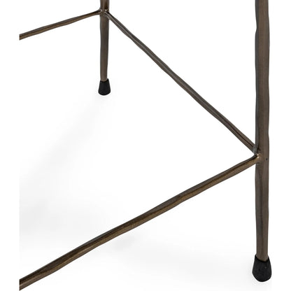 Bose Hide Leather Counter Stool by Classic Home. Made from embossed hammered iron, hair on hide in a modern style.