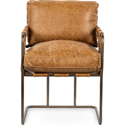 Strapling Leather Dining Chair by Classic Home. Made from top grain leather, iron in a traditional style.