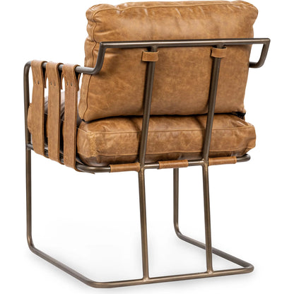 Strapling Leather Dining Chair by Classic Home. Made from top grain leather, iron in a traditional style.