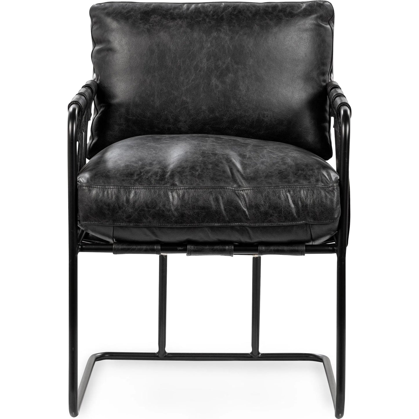 009 SI-2353834 | Additional Silo | Strapling Leather Dining Chair by Classic Home. Made from top grain leather, iron in a traditional style.