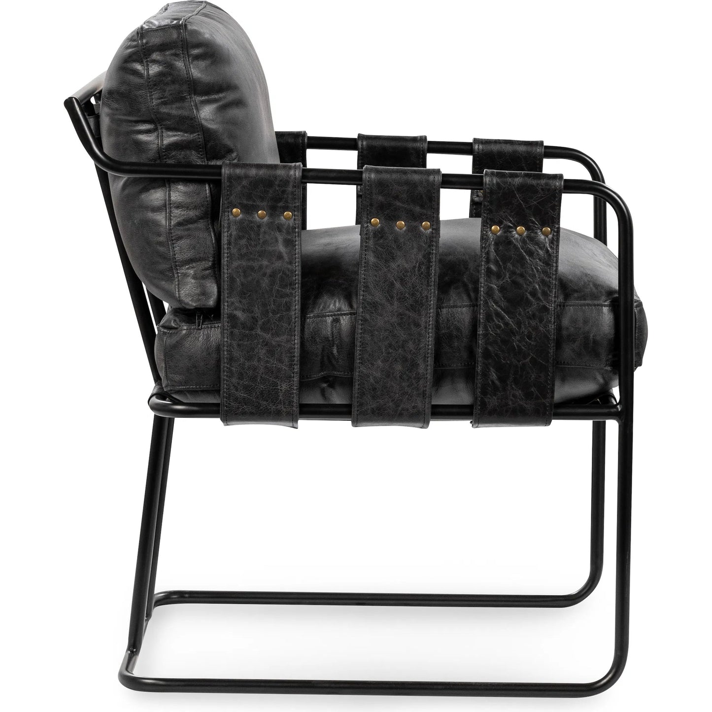 011 SI-2353834 | Additional Silo | Strapling Leather Dining Chair by Classic Home. Made from top grain leather, iron in a traditional style.