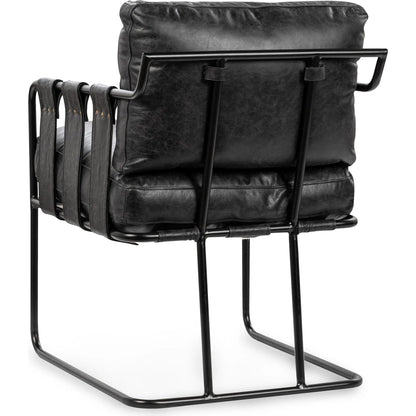 Strapling Leather Dining Chair by Classic Home. Made from top grain leather, iron in a traditional style.