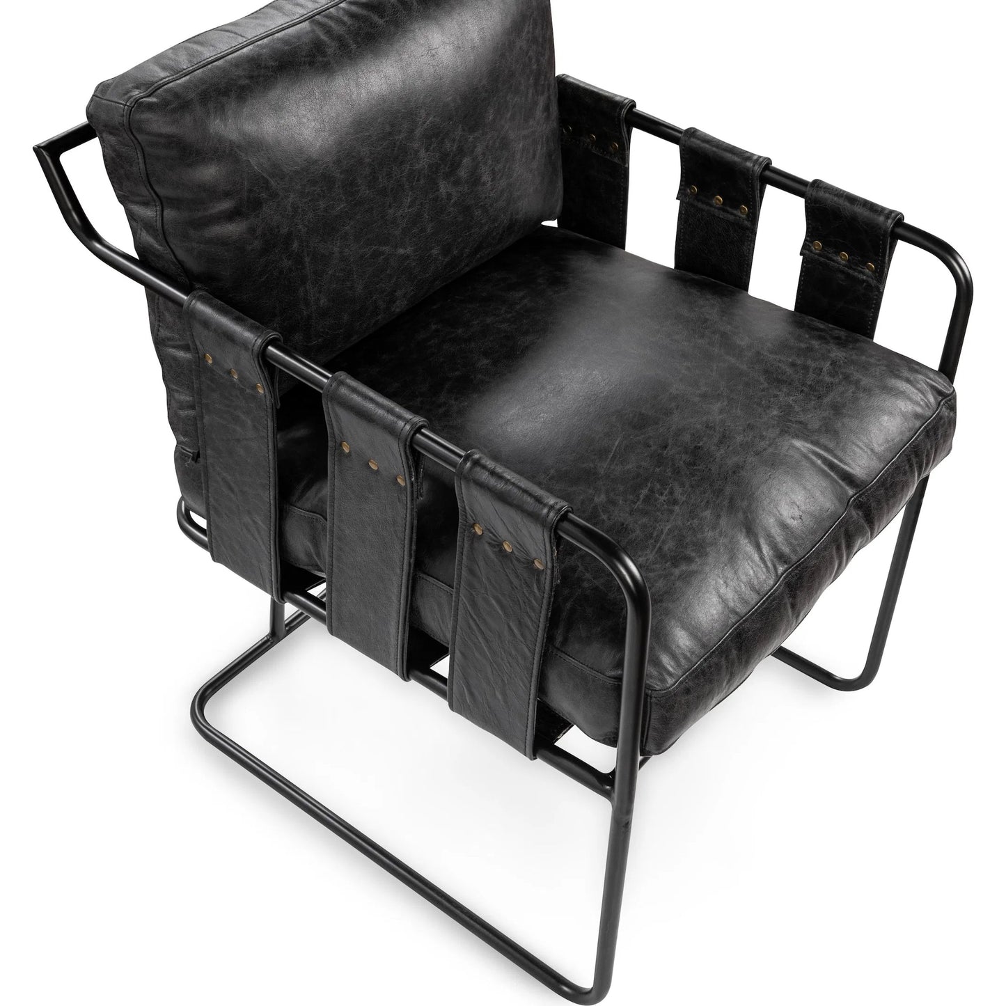 010 SI-2353834 | Additional Silo | Strapling Leather Dining Chair by Classic Home. Made from top grain leather, iron in a traditional style.