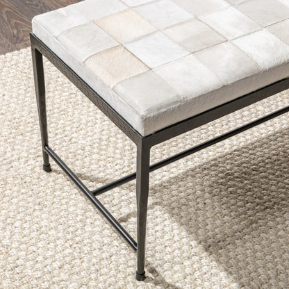 Achen Hair on Hide Bench by Classic Home. Made from hair on hide, iron in a transitional style.