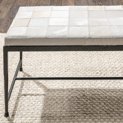 Achen Hair on Hide Bench by Classic Home. Made from hair on hide, iron in a transitional style.