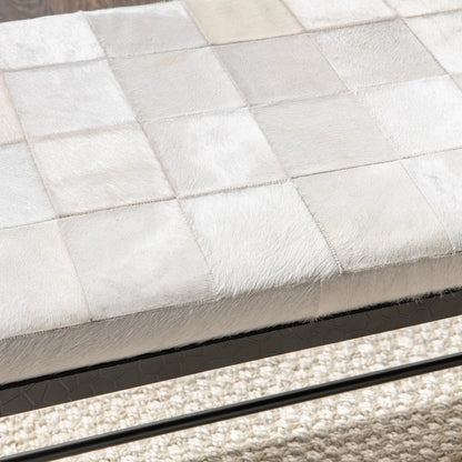 Achen Hair on Hide Bench by Classic Home. Made from hair on hide, iron in a transitional style.