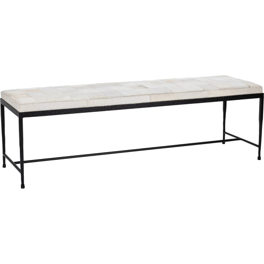 Achen Hair on Hide Bench by Classic Home. Made from hair on hide, iron in a transitional style.