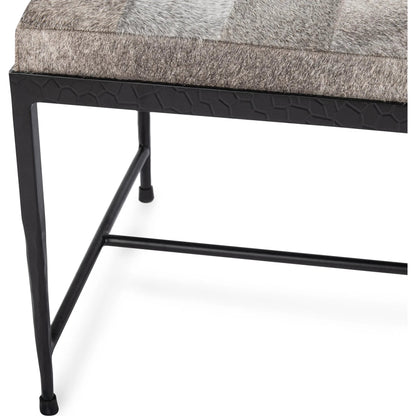 Achen Hair on Hide Bench by Classic Home. Made from hair on hide, iron in a transitional style.