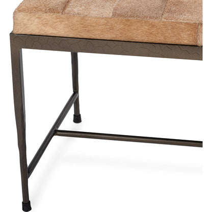 Achen Hair on Hide Bench by Classic Home. Made from hair on hide, iron in a transitional style.