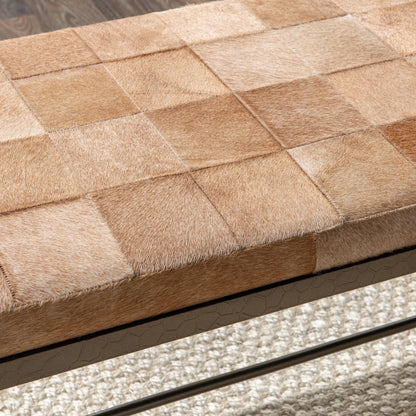 Achen Hair on Hide Bench by Classic Home. Made from hair on hide, iron in a transitional style.