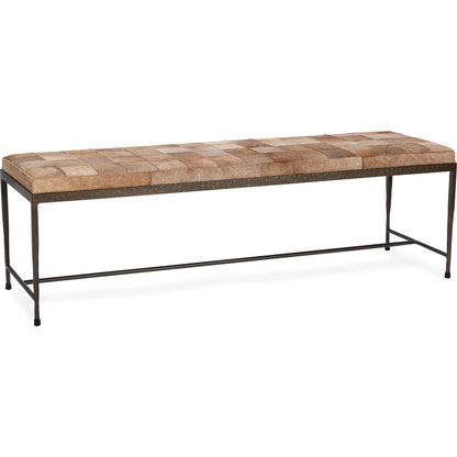 Achen Hair on Hide Bench by Classic Home. Made from hair on hide, iron in a transitional style.