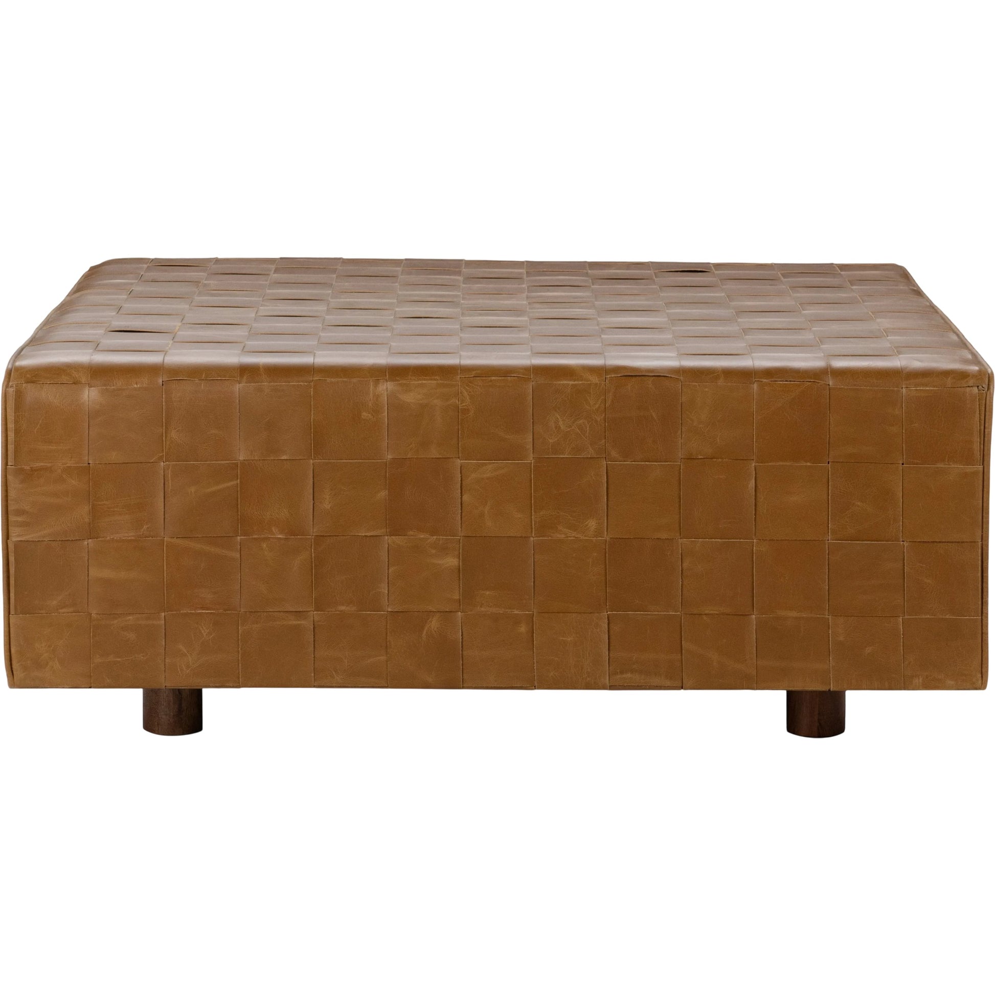 Aristo Leather Square Cocktail Ottoman by Classic Home in autum maple. Made from leather, mango wood, plywood in a rustic style.