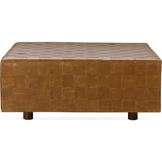 Aristo Leather Square Cocktail Ottoman by Classic Home in autum maple. Made from leather, mango wood, plywood in a unique style.