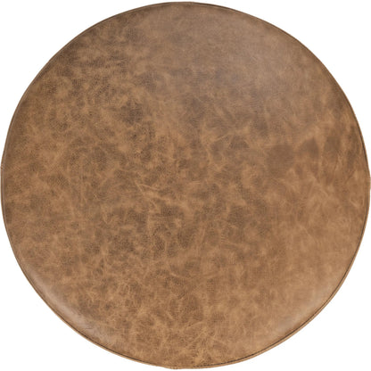 Millo Round Ottoman by Classic Home in sedona brown. Made from top grain leather in a unique style.