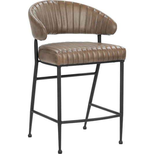 Umbria Counter Stool by Classic Home in antique brown. Made from top grain leather upholstered counter stool for premium comfort, durability. in a traditional style.