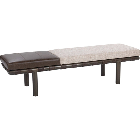 Brooklyn Upholstered Accent Bench by Classic Home in cocoa latte. Made from 100% polyester, top grain, iron in a unique style.