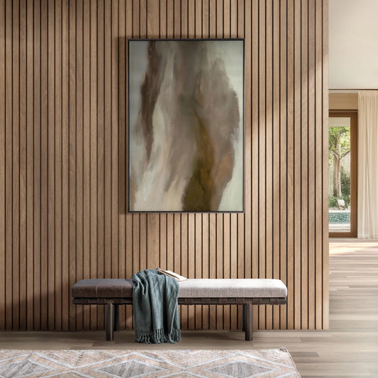 Brooklyn Upholstered Accent Bench by Classic Home in cocoa latte. Made from 100% polyester, top grain, iron in a unique style.