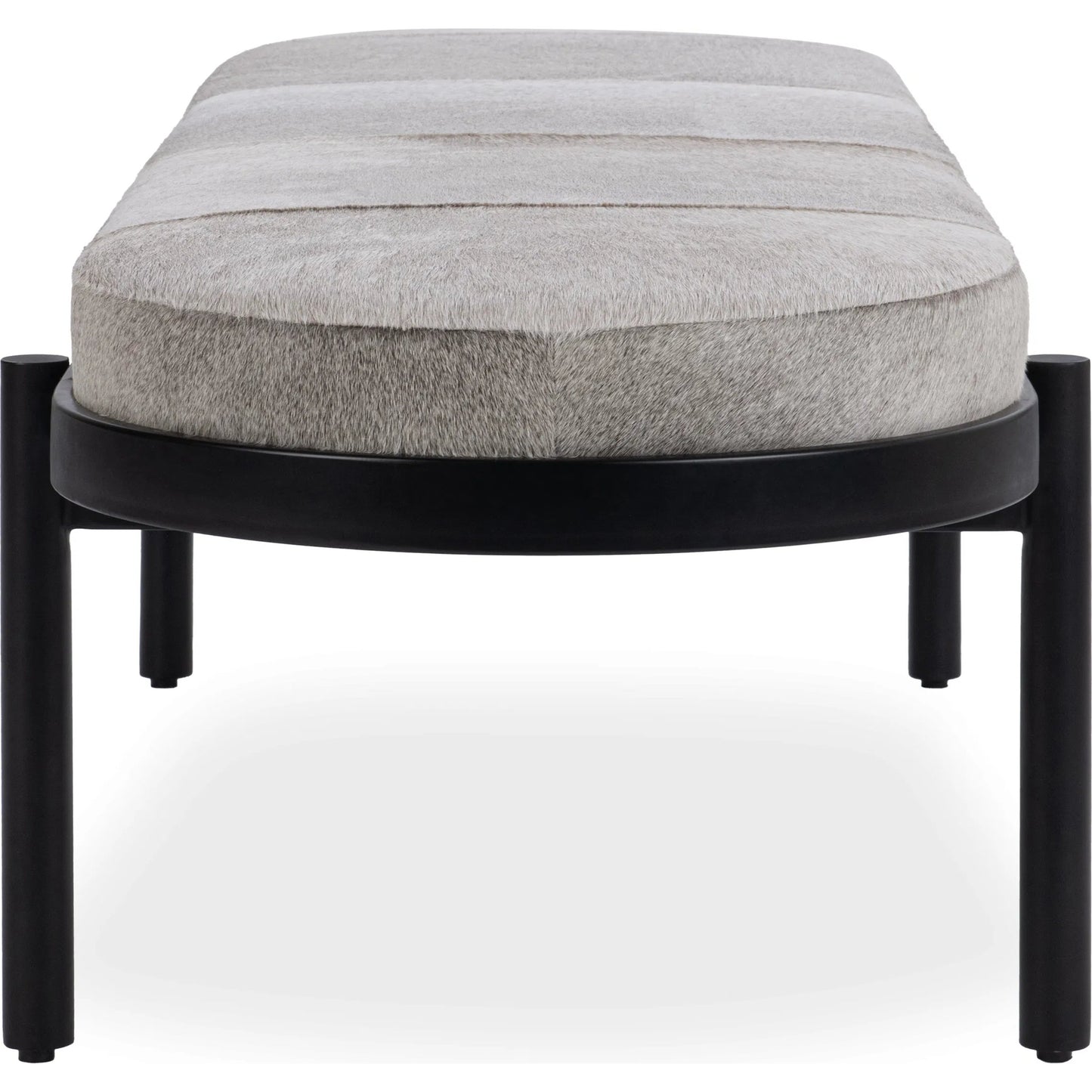 002 SI-2533225 | Additional Silo | Evelyn Hair on Hide Accent Bench by Classic Home in sparrow gray. Made from hair on hide, iron in a unique style.