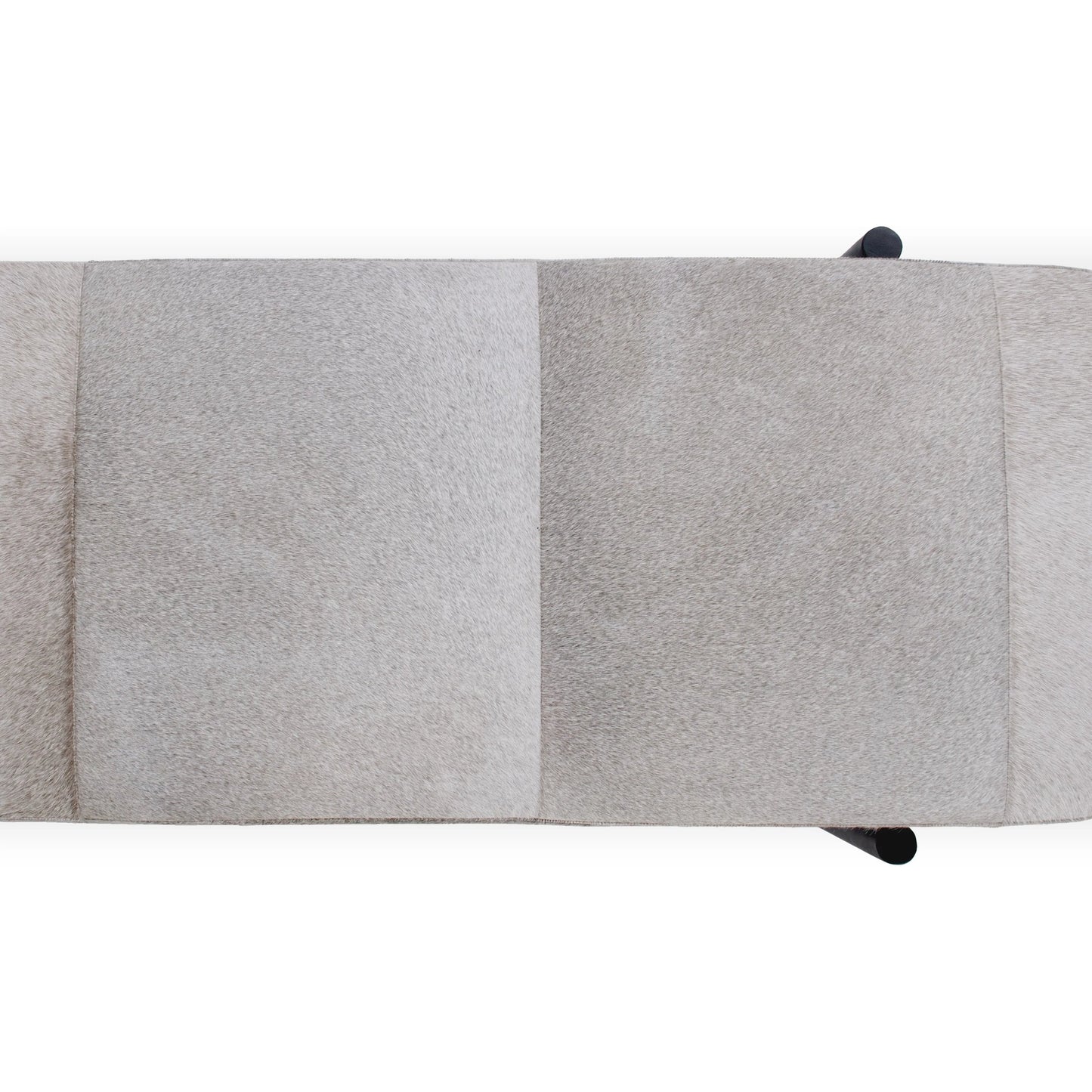 004 SI-2533225 | Closeup | Evelyn Hair on Hide Accent Bench by Classic Home in sparrow gray. Made from hair on hide, iron in a unique style.