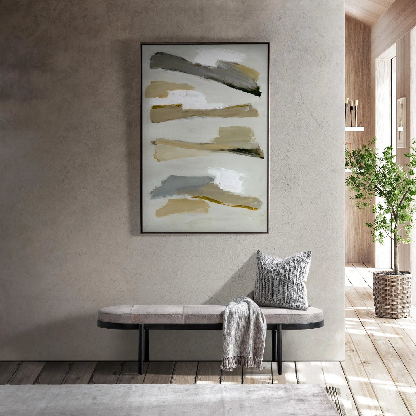 006 SI-2533225 | Lifestyle | Evelyn Hair on Hide Accent Bench by Classic Home in sparrow gray. Made from hair on hide, iron in a unique style.