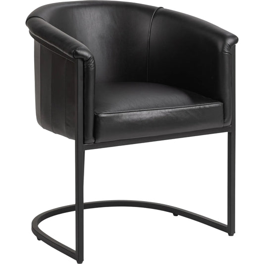 Hester Top Grain Leather Dining Chair by Classic Home in midnight raven. Made from top grain leather, iron in a unique style.