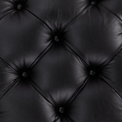 Briar Ottoman by Classic Home in midnight raven. Made from top grain leather in a unique style.