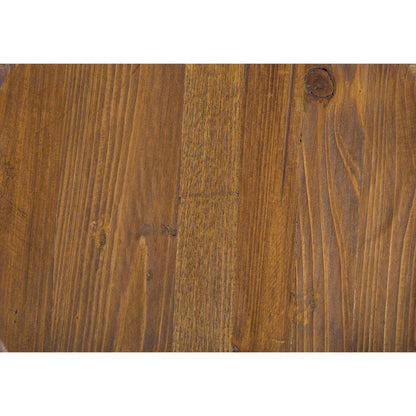 Kendall Counter Stool by Kosas Home in mahogany. Made from solid reclaimed pine wood, iron base in a modern style.