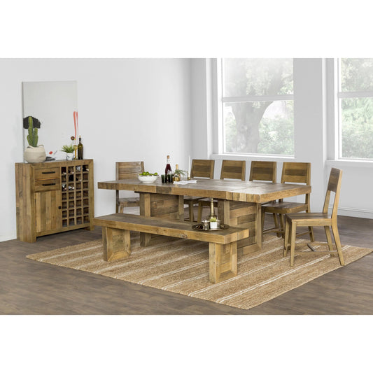 Norman Bench by Kosas Home in wood. Made from reclaimed pine wood in a rustic style.