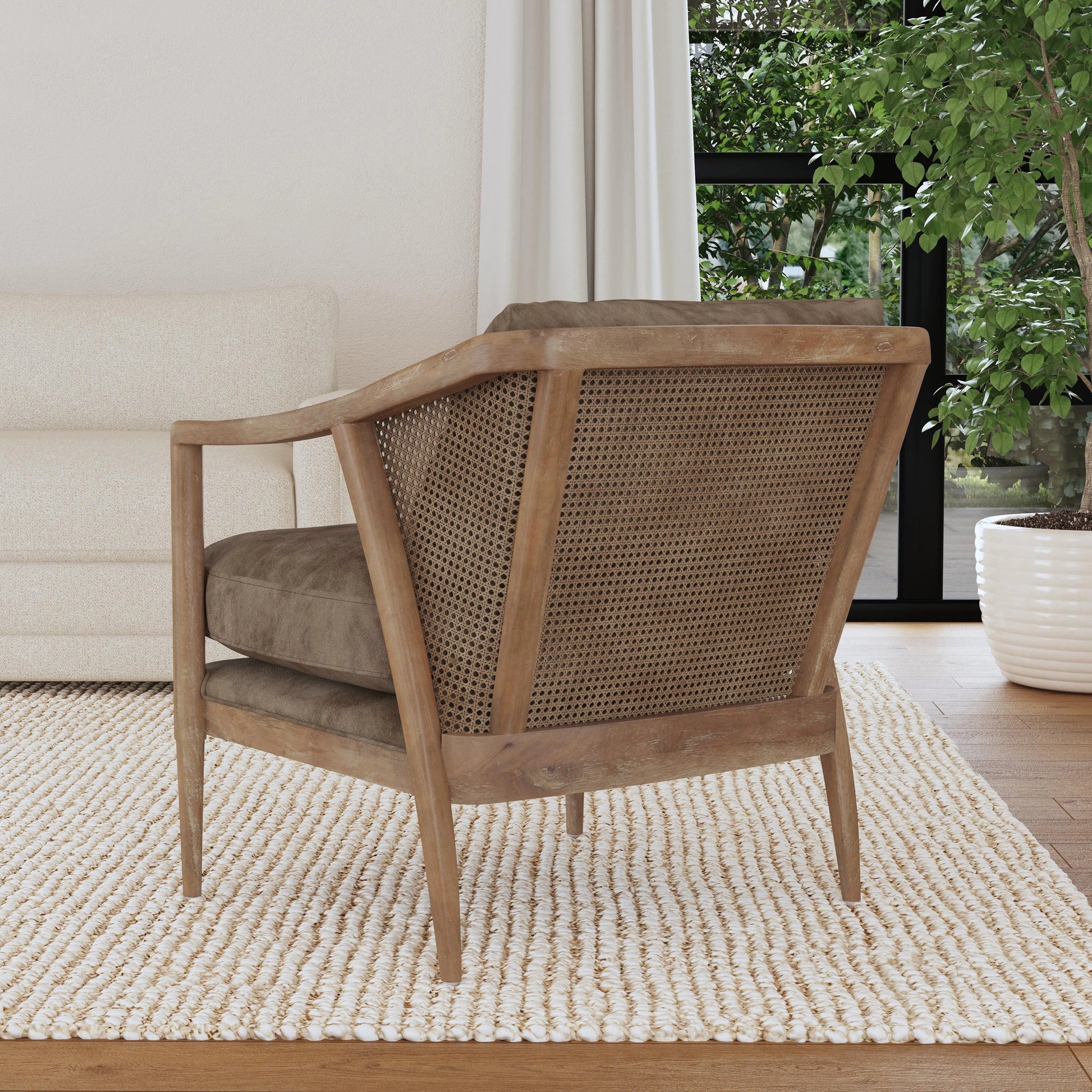 Regata Accent Chair by Classic Home in taupe, brown. Made from 100% polyester, rubberwood in a modern style.