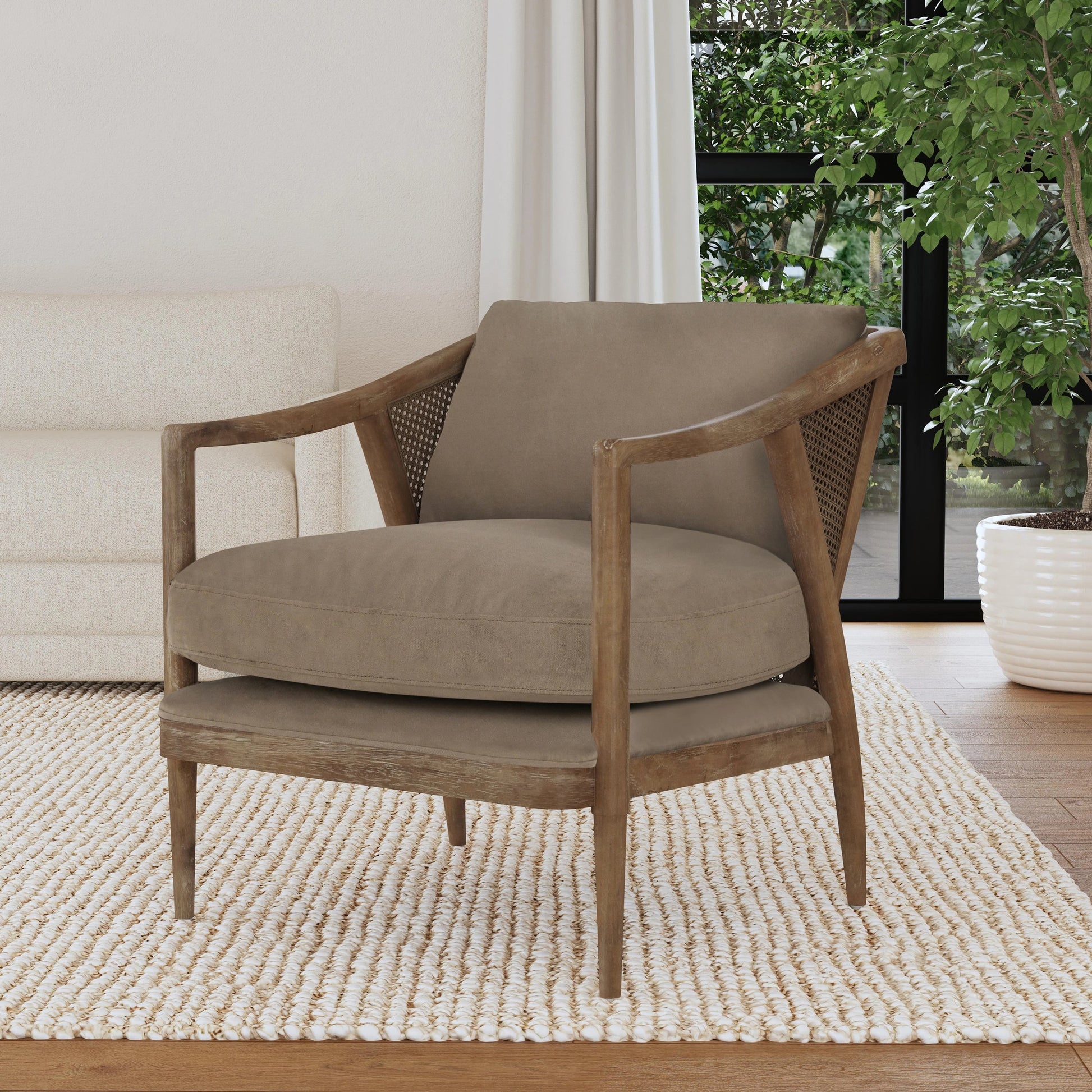 Regata Accent Chair by Classic Home in taupe, brown. Made from 100% polyester, rubberwood in a modern style.