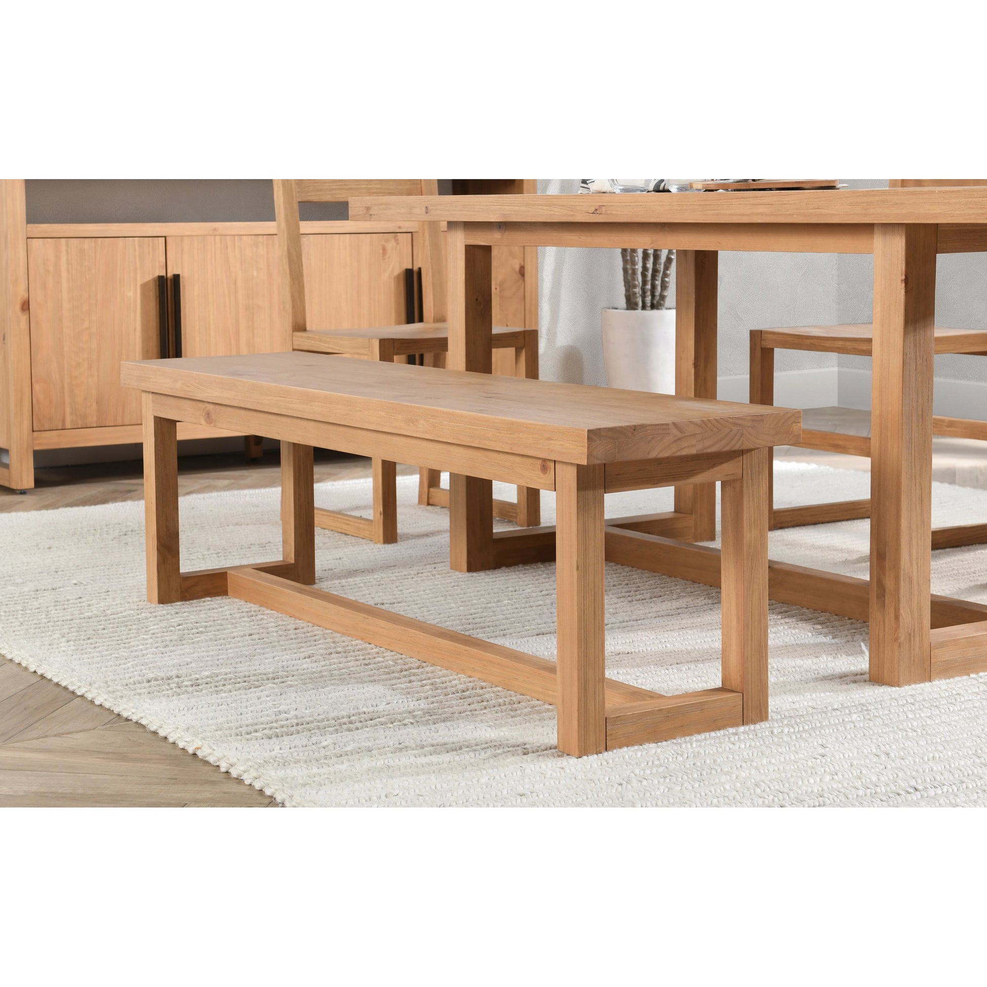 Fenmore Dining Bench by Kosas Home. Made from pine wood in a modern style.