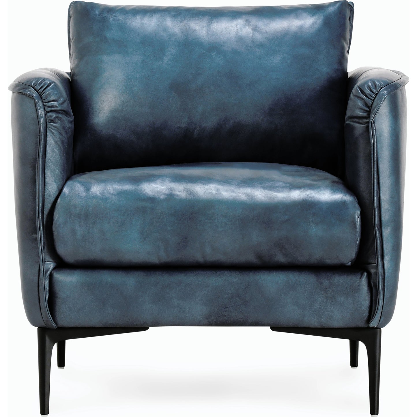 002 SI-2162611 | Primary Silo | Corinne Club Chair Ocean Blue by Classic Home in ocean blue. Made from buffalo leather, tube iron, plywood, solid wood in a transitional style.