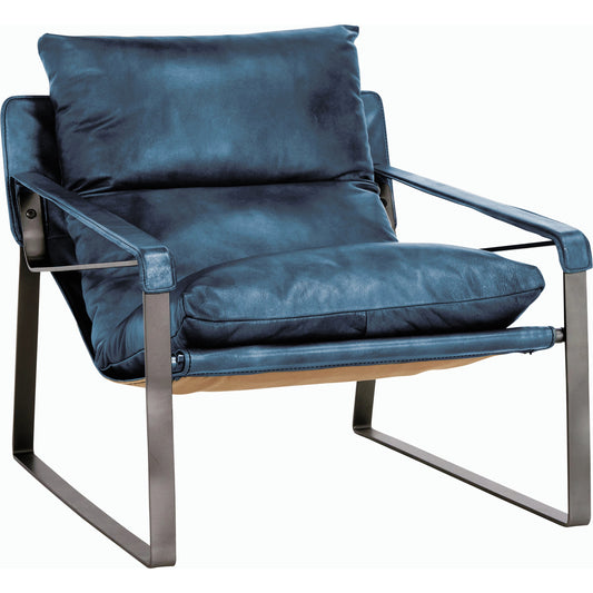 001 SI-2162616 | Primary Silo | Morgan Accent Chair Blue by Classic Home. Made from top grain leather, iron in a transitional style.