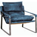 Morgan Accent Chair Blue by Classic Home. Made from top grain leather, iron in a transitional style.
