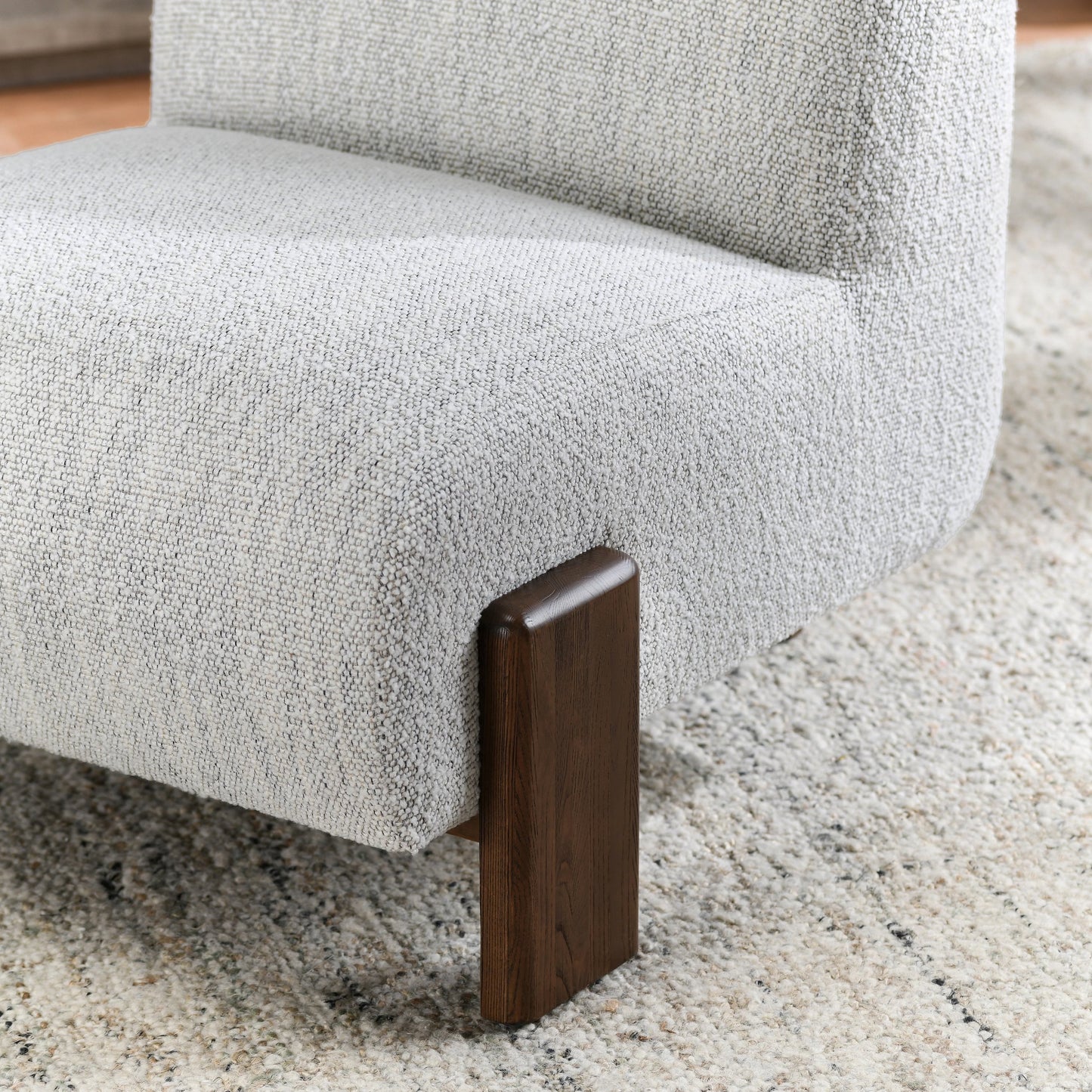 020 SI-2160324 | Closeup | Chelsea Accent Chair by Classic Home in ivory. Made from 80% polyester, 20% acrylic, ash wood in a modern style.