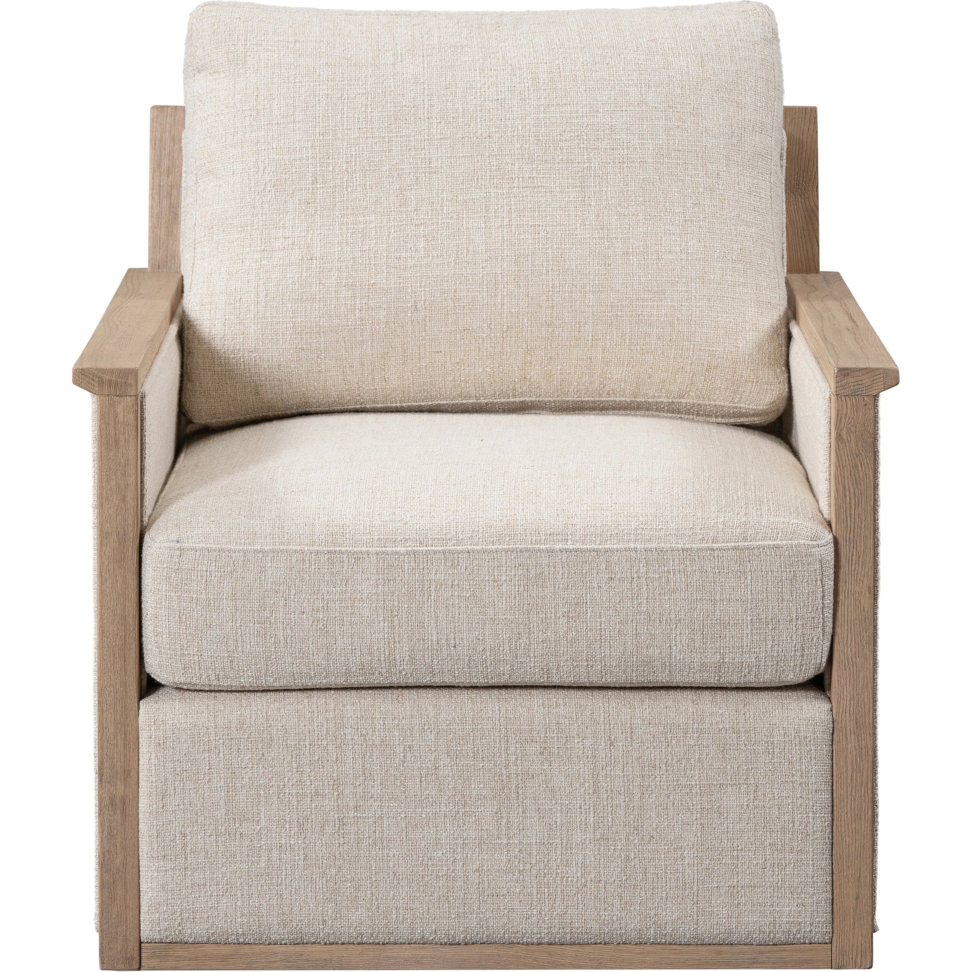 Norman Swivel Accent Chair by Classic Home in natural. Made from ash wood, 88% polyester, 12% linen in a modern style.