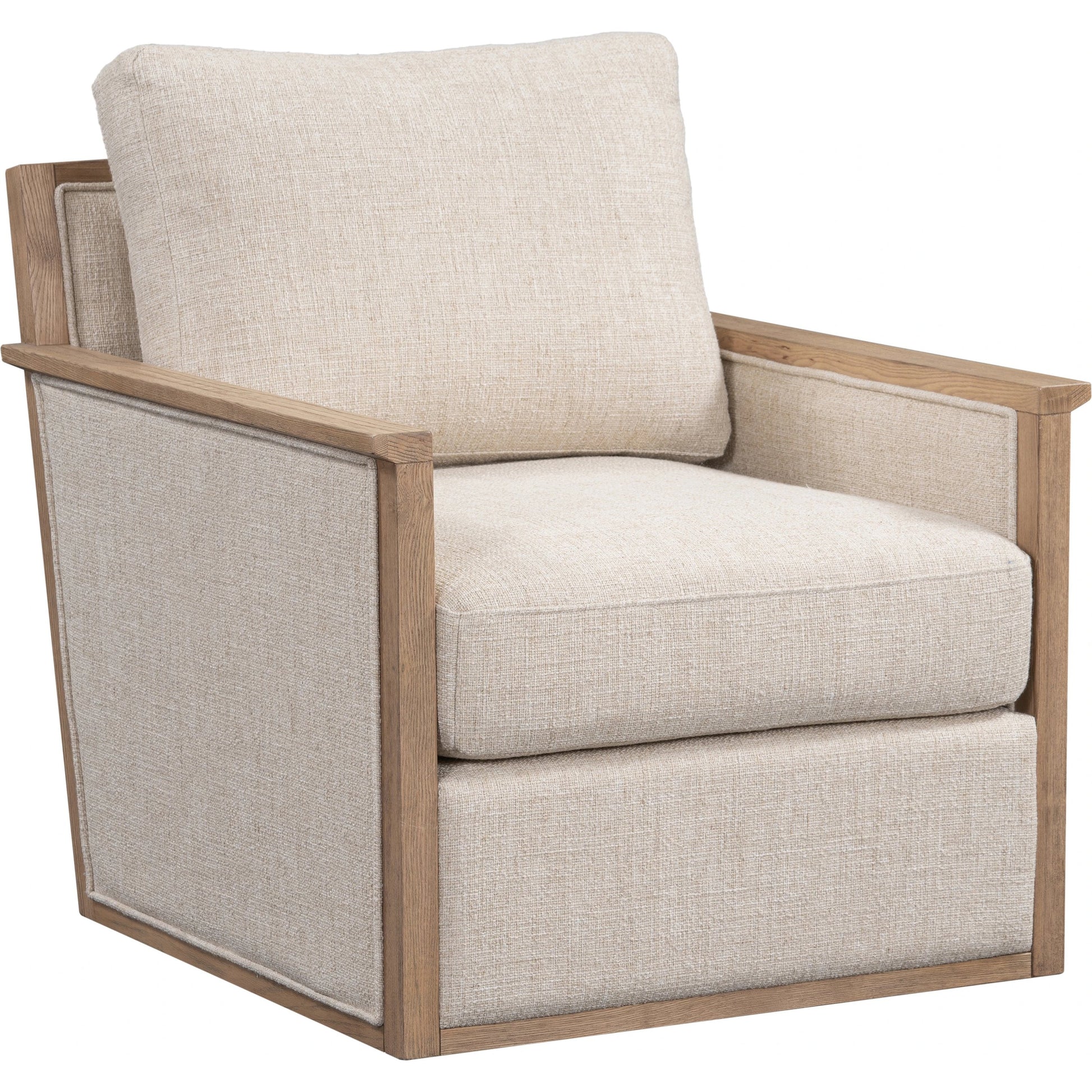 Norman Swivel Accent Chair by Classic Home in natural. Made from ash wood, 88% polyester, 12% linen in a modern style.