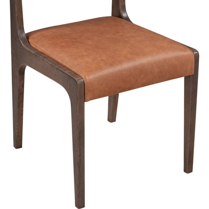 Wayne Top Grain Leather Autumn Brown Dining Chair by Classic Home in brown. Made from top grain leather, ash wood in a traditional style.