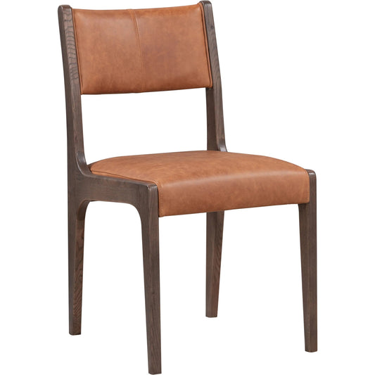 Wayne Top Grain Leather Autumn Brown Dining Chair by Classic Home in brown. Made from top grain leather, ash wood in a traditional style.
