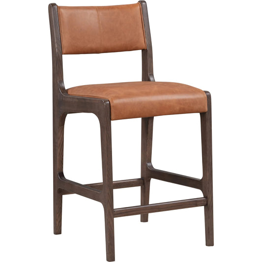 Wayne 26" Counter Stool by Classic Home in brown. Made from top grain leather, ash wood in a unique style.
