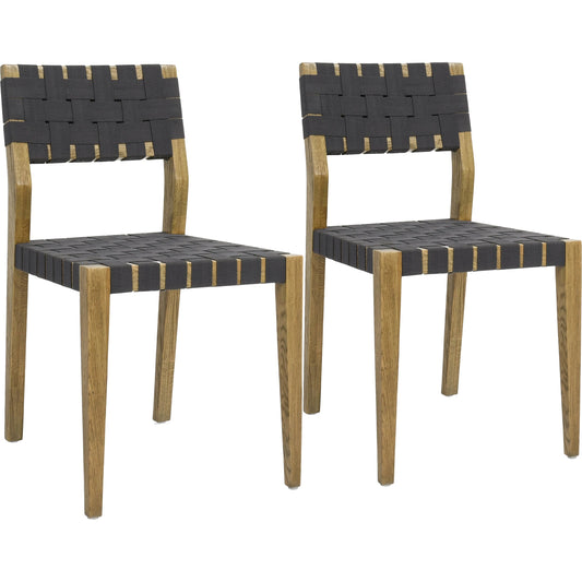 Orlando Oak Dining Chair (Set of 2) by Classic Home in light brown with black webbing. Made from oak wood frame, polyester webbing in a modern style.