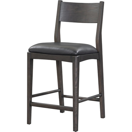 Rooney Top Grain Leather Counter Chair by Classic Home in black. Made from tops grain leather, ash wood in a modern style.