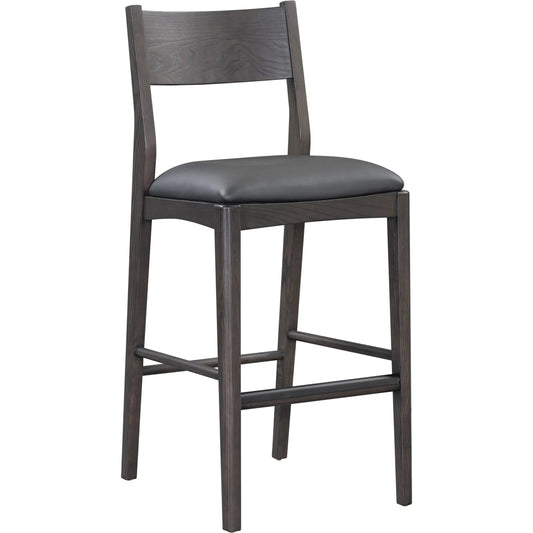 Rooney 30" Top Grain Leather Bar Stool by Classic Home in black. Made from tops grain leather, ash wood in a unique style.